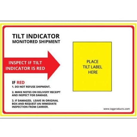 Tilt Indicator Labels - Monitored Shipment